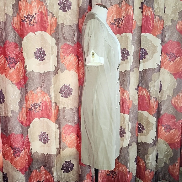 Vintage Danny & Nicole Tan & White Double-Breasted Jacket Dress – Size 8 - Picture 7 of 9